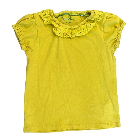 Mini Boden Golden Yellow Lace Collar Tee Shirt - Picture 2 of 6